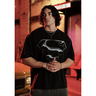 限定Youngla*Superman超人合作男女运动休闲宽松水洗棉圆领短袖K3