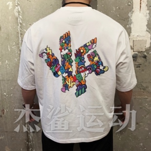 断码清仓YLA卡通图案字母男女运动健身休闲弹性棉圆领宽松短袖