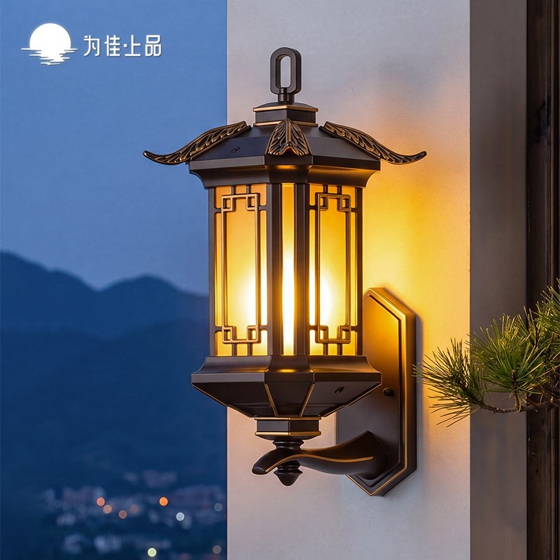 户外防水壁灯庭院室外壁灯墙灯露台外墙灯大门两侧照明新中式墙壁