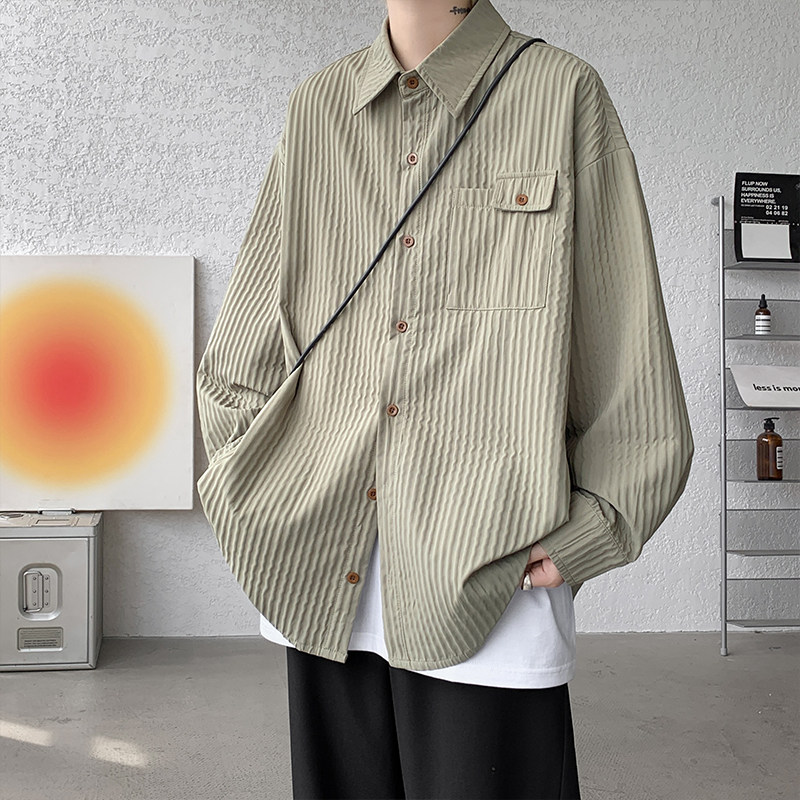 Mansway男道男装GOODBAI阿茶与阿古INSstudios高克重刺绣长袖衬衫