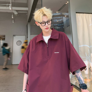 Crying Center男亿万少年INSstudios吕小虎夏季工装衬衫宽松短袖