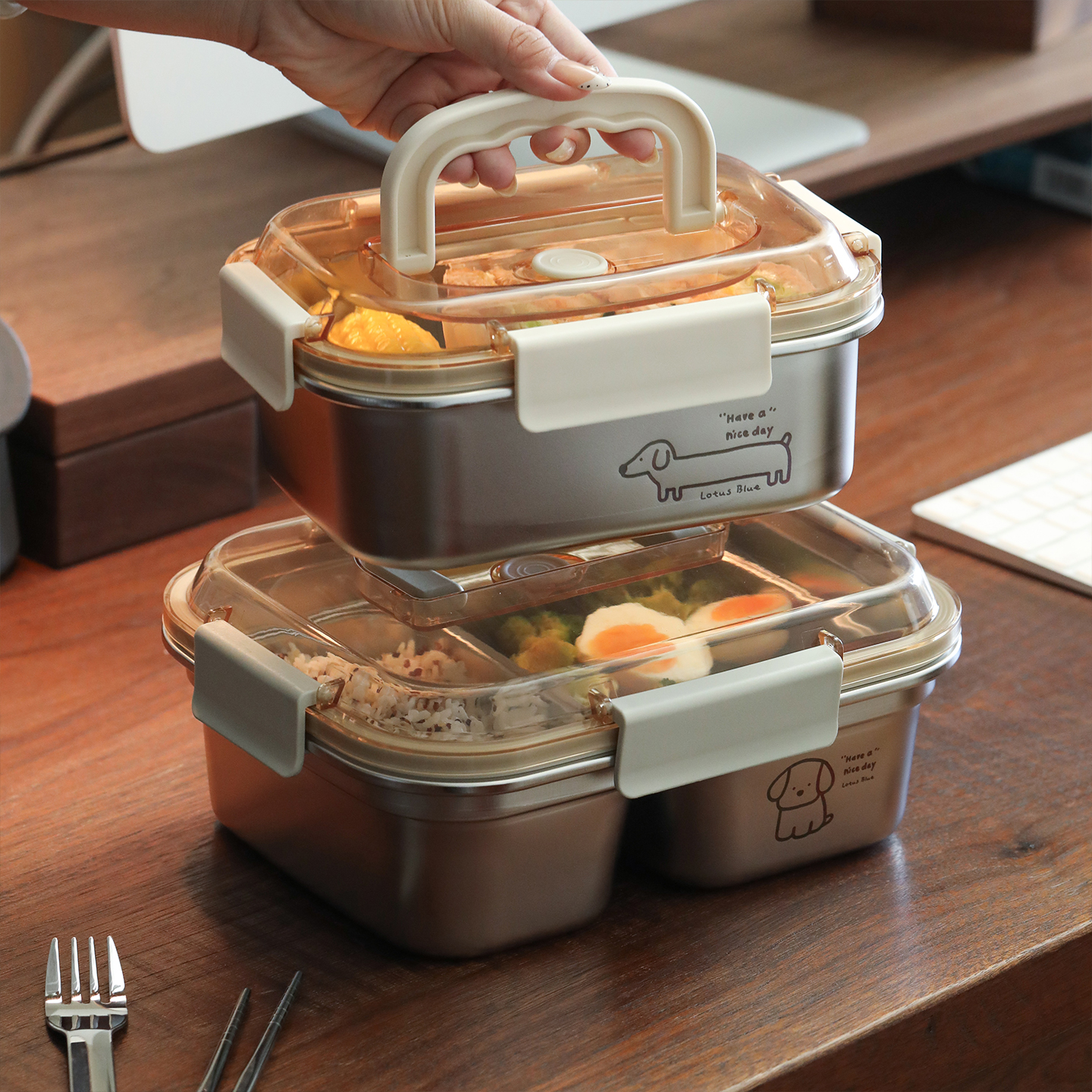 不锈钢饭盒便当盒餐盒分格