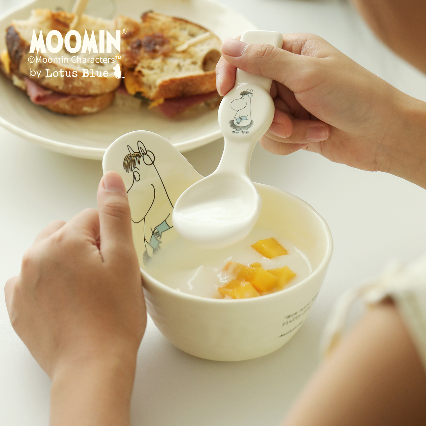 蓝莲花moomin姆明赵露思同款酸奶碗家用2025新款漂亮儿童专用手柄