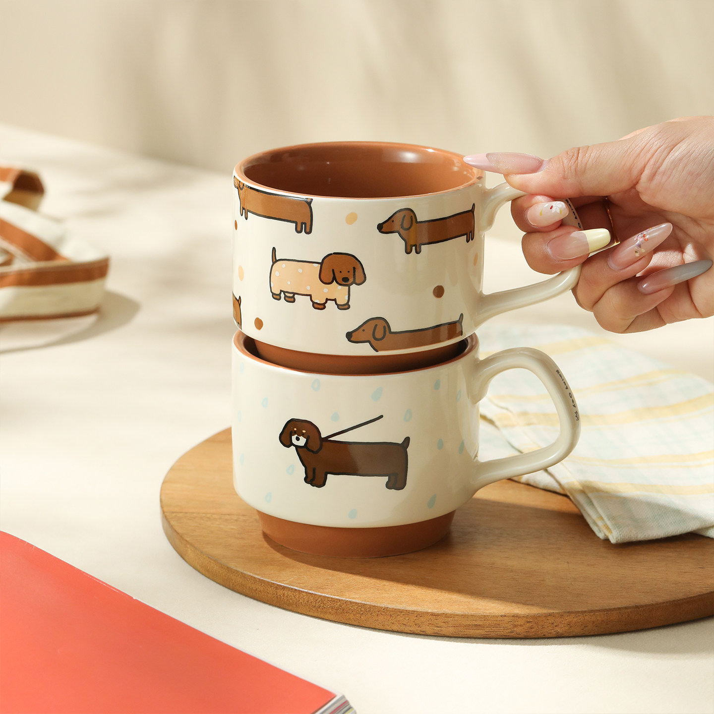 蓝莲花陶瓷水杯叠叠杯马克杯女生家用办公室个人高颜值杯子耐高温,餐饮具,马克杯,淘宝优惠券,粉丝福利购,淘宝优惠卷