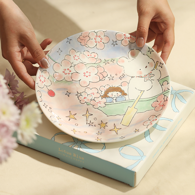 高颜值生日礼物釉下彩盘子礼盒