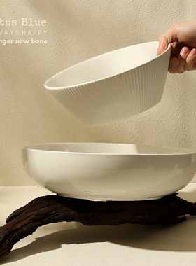 蓝莲花高温白瓷餐具白色陶瓷大号面碗家用单个汤碗拉面碗酸菜鱼碗