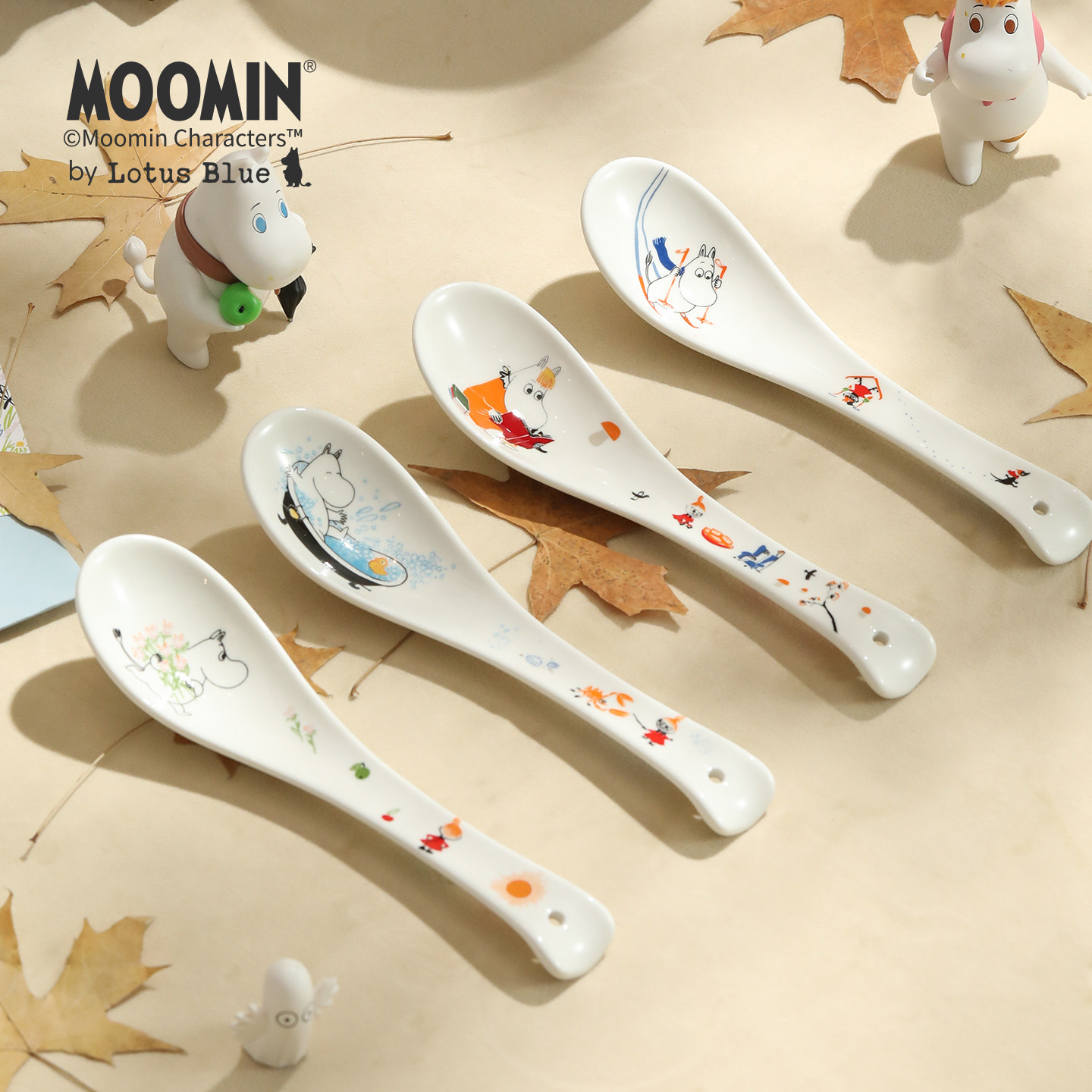 蓝莲花moomin姆明陶瓷餐勺汤勺卡通儿童宝宝高颜值家用个人专用