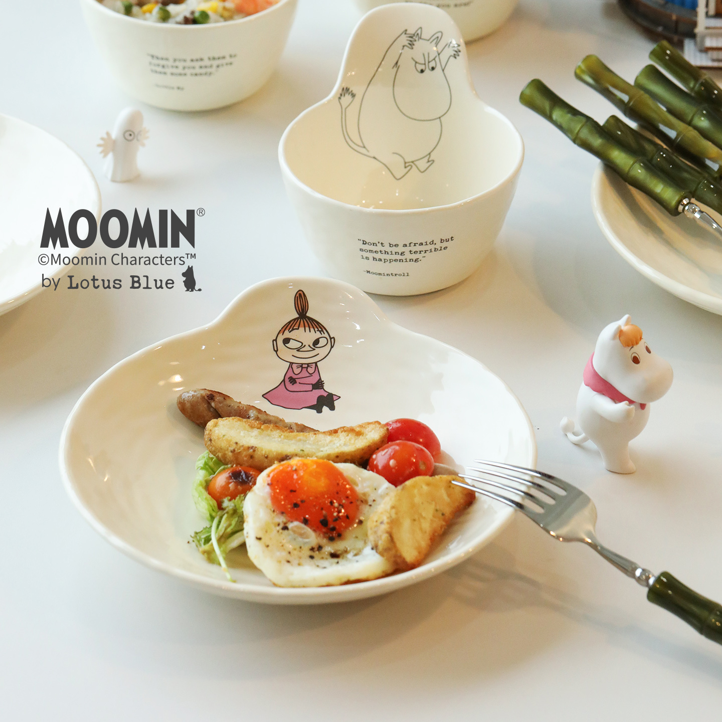 蓝莲花moomin姆明赵露思同款手把碗漂亮餐盘陶瓷盘子家用2025新款