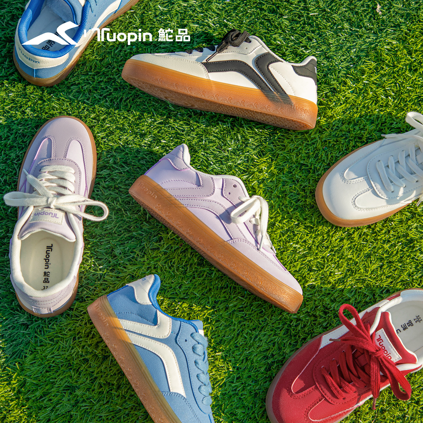 鮀品紫色德训鞋女小众百搭板鞋