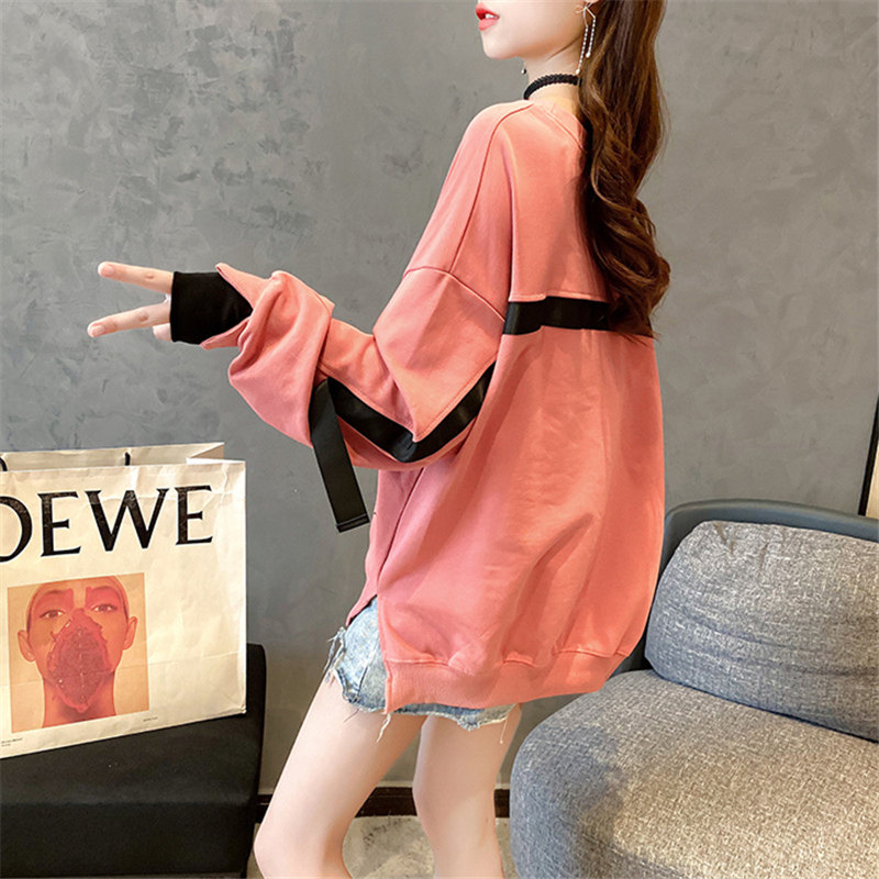 假两件卫衣女宽松韩版春秋小众设计感ins潮上衣开叉圆领薄款外套|msdalam kategori Butik wanita / wanita, wanita saiz besar - dari Buy2taobao.com untuk memberikan perkhidmatan ejen Taobao profesional membeli