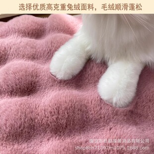兔毛绒猫窝垫子狗窝睡眠圆形坐垫宠物床睡觉毛垫秋冬保暖猫咪地垫