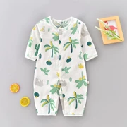 Baimi Le sơ sinh gạc jumpsuit bé mùa hè quần áo mỏng mùa hè đồ ngủ cotton dài tay phù hợp với điều hòa không khí - Áo liền quần