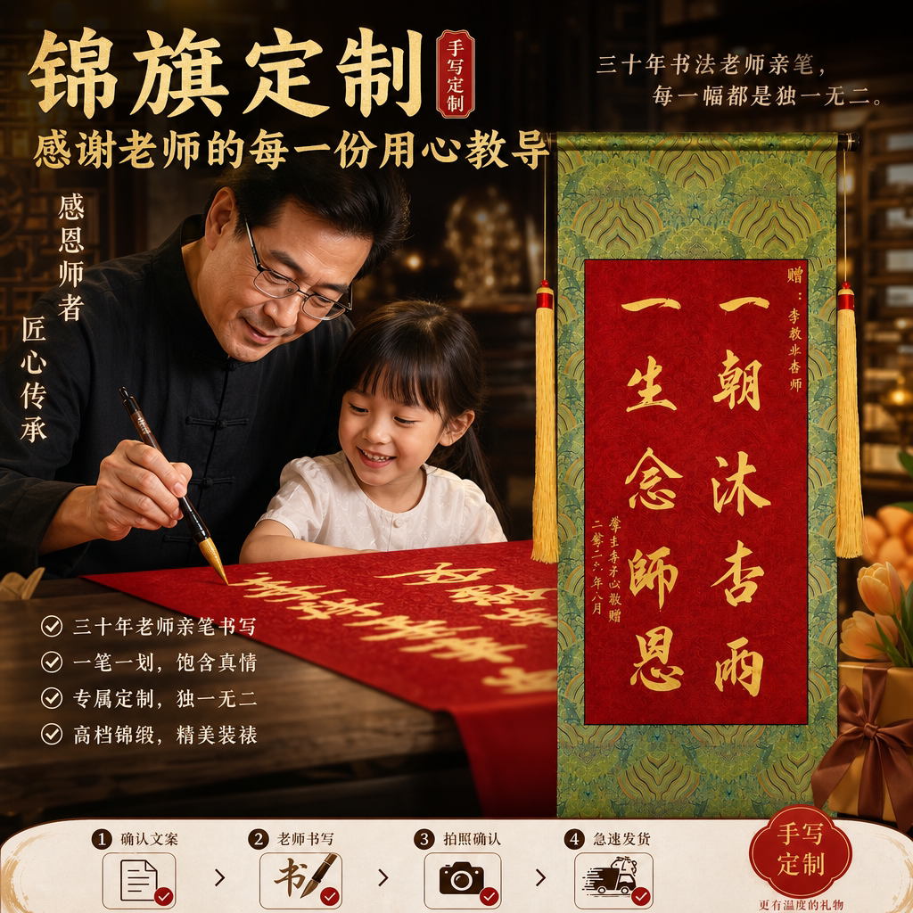 【三十年老师亲笔】手写锦旗定制