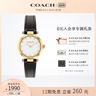 【520礼物】COACH/蔻驰CARY系列女士无数字时髦圆表盘皮带