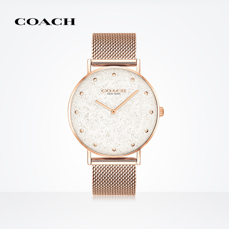 coach/蔻驰perry系列经典创意表盘简约米兰编织链石英手表女表