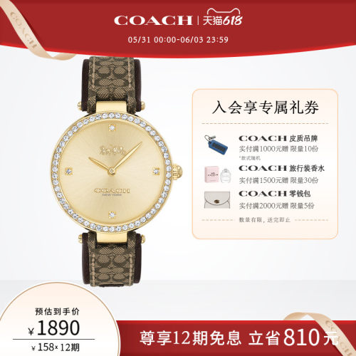 蔻驰圆表老花日晖纹石英女士手表