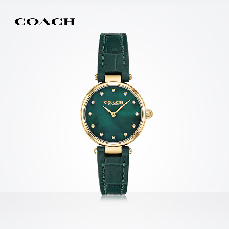 coach/蔻驰park系列女士母贝表盘手表复古小绿表