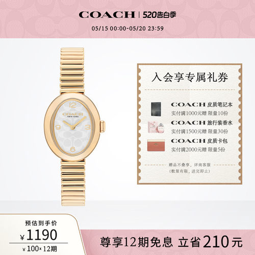 蔻驰小浴缸弹力带石英女表