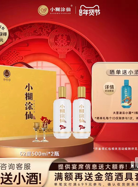 小糊涂仙（720）双支礼盒52度500ml*2瓶浓香型白酒