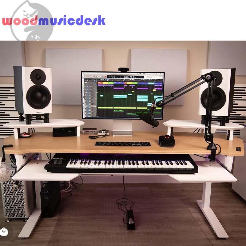 电动升降编曲桌工作台实木电子琴桌录音棚编曲工作台调音台录音室