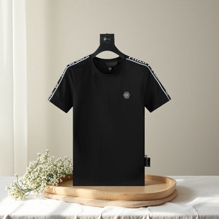 t恤男士 潮牌PP字母织带短袖 时尚 轻奢圆领半袖 上衣体恤 夏季 衫 新款