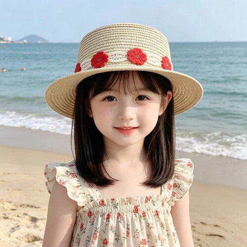 儿童草帽亲子款夏季女童遮阳帽