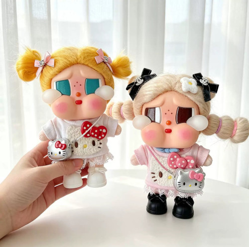 哭娃CRYBABY娃衣kt猫短袖套装10-17cm拉布布t恤衣服裙子挂件可爱