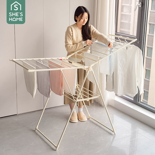 免安装晾衣架落地折叠翼型不锈钢衣架室内阳台婴儿晒衣架凉衣架