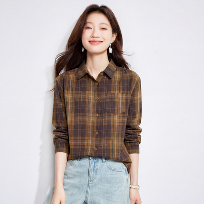 2026春装新款纯棉格子衬