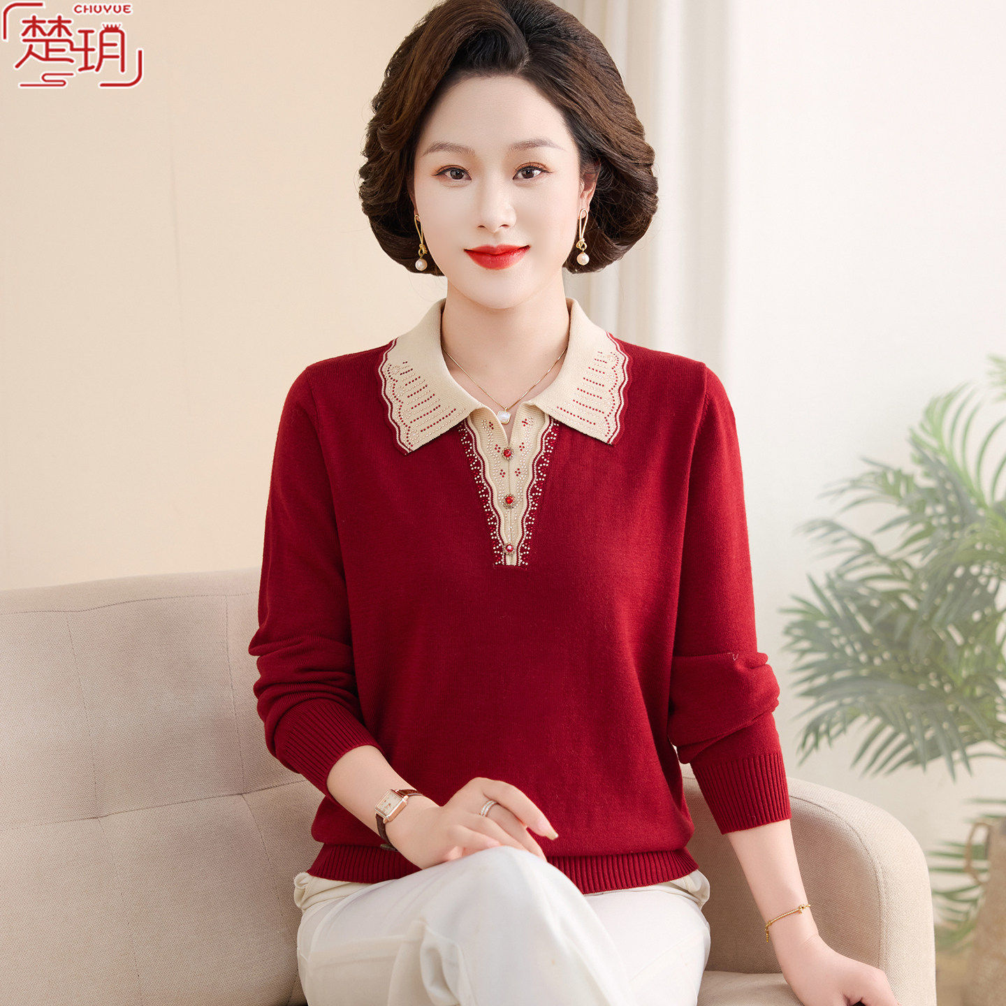 妈妈春装打底衫保暖上衣2