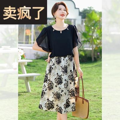 中年妈妈夏装套装连衣裙端庄大气2025新款中老年女士夏季洋气裙子