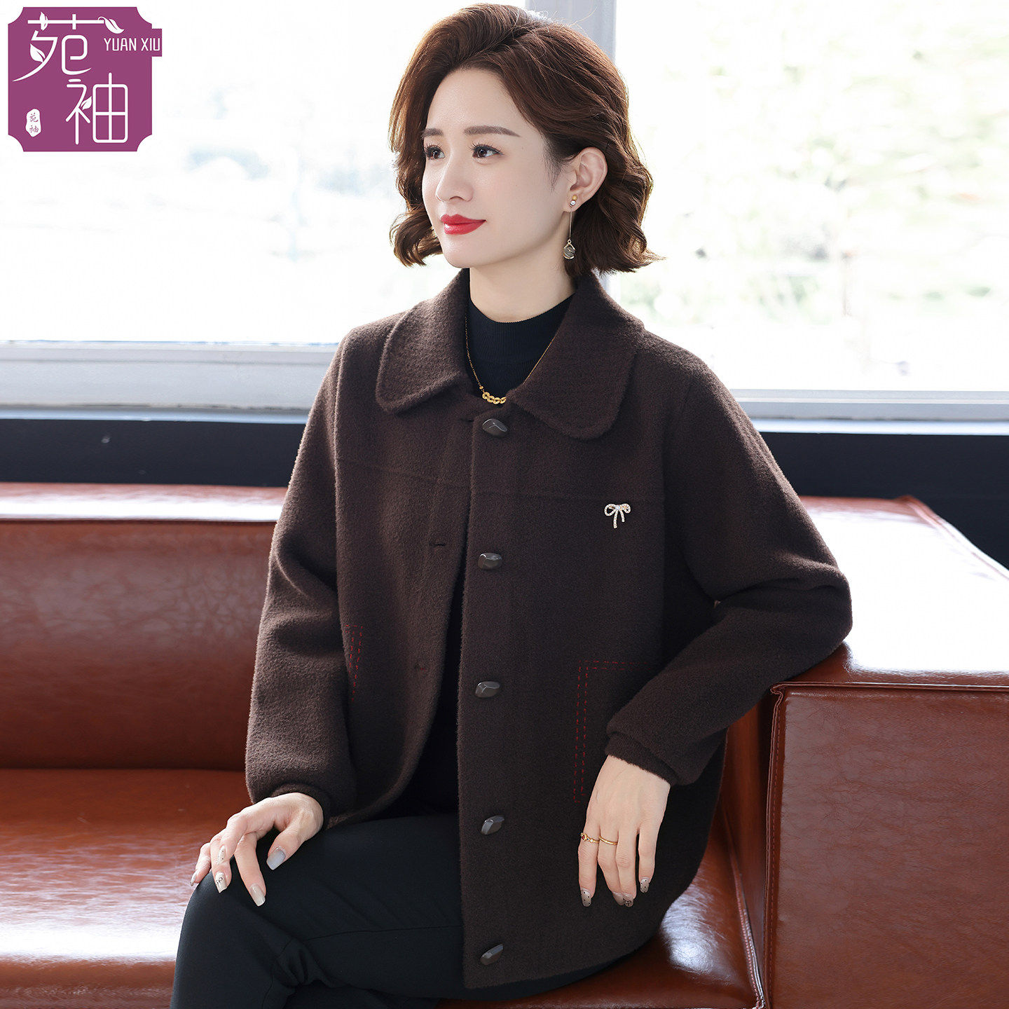 妈妈春秋装外套洋气质时尚2026新款50岁中老年人女秋冬毛呢上衣服