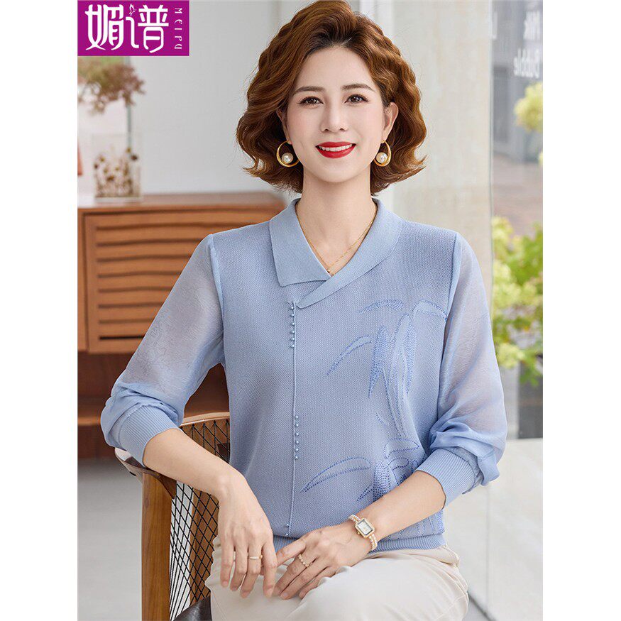 妈妈秋装时尚针织T恤女长