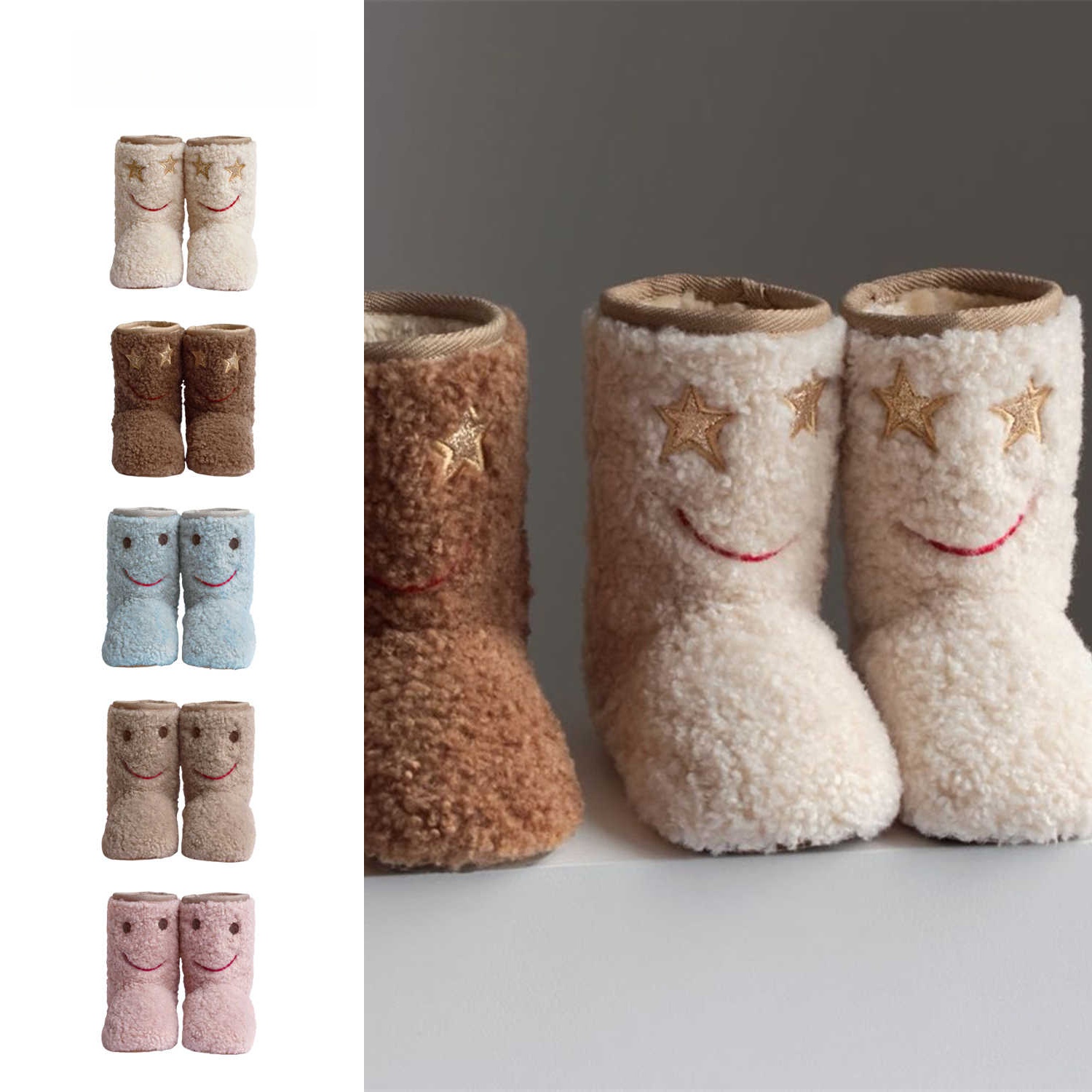 女童笑脸刺绣可爱雪地靴