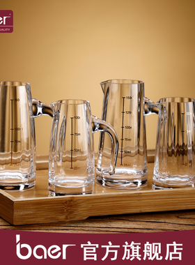baer/贝尔 直棱款分酒器白酒家用商用水晶玻璃酒具烈酒盅酒架套装