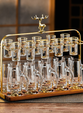 baer金箔金山白酒分酒器小酒杯套装家用白酒杯一口杯100ml分酒壶