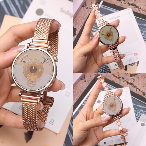 适用华为gt6表带金属gt5pro四叶草watch5磁吸扣gt4腕带镶钻智能gt3女士运动手表4pro专用女款高级感41mm配件