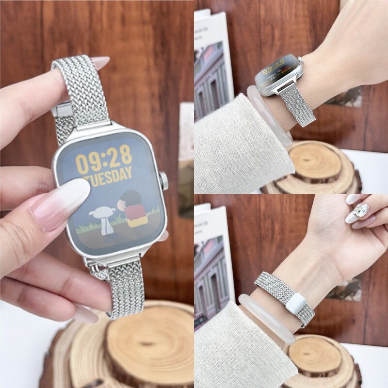 适用红米手表watch6表带金属麦穗纹redmiwatch5/4替换链新款磁吸扣智能运动小米手环9pro腕带8pro男女生配件