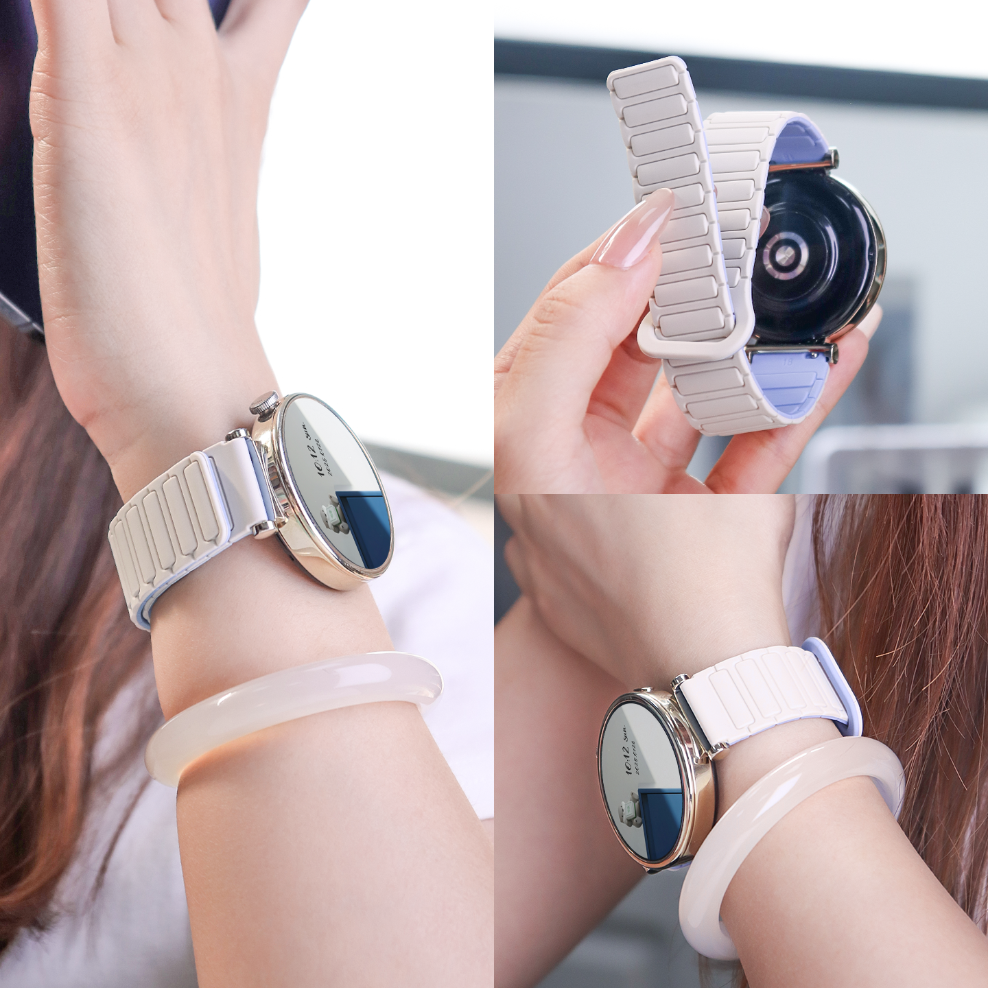 适用华为手表GT6表带watch4pro磁吸硅胶回环新款gt5pro女士表链专用高级智能gt4运动撞色腕带荣耀GS3男生配件