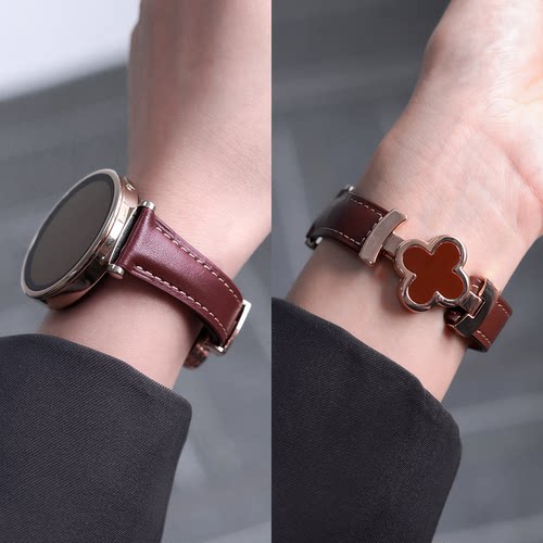 适用华为gt5表带女士款真皮gt6幸运四叶草磁吸扣watch5替换秋冬天智能gt5pro运动手表gt4腕带高级感gt3配件