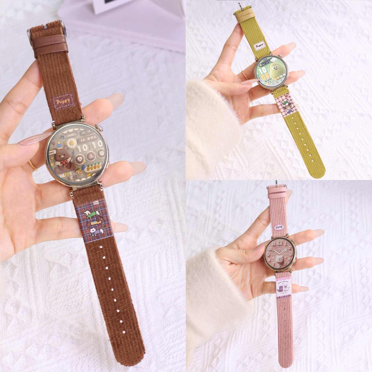 适用小米watchs4表带灯芯绒女生s3手表替换新款sport智能color运动版腕带s2/s1秋冬HelloKitty嘿喽haylou配件