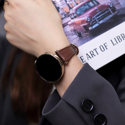 适用荣耀手表5Ultra表带皮质马蹄扣4PRO/5PRO小蛮腰女款亲选ROSSINI手表2e替换GS4智能ES运动HaylouWatch腕带