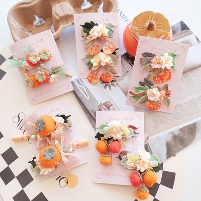 手作羊毛毡刺绣发夹女童宝宝对夹