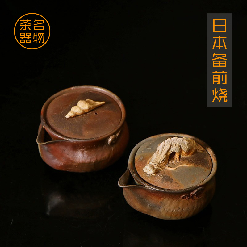 日本进口备前烧柴烧宝瓶泡茶壶 名家大森辉彦作龙摘急须壶