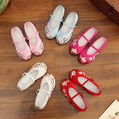 学生舞蹈刺绣童鞋 汉服鞋 复古装 中国风儿童手工布鞋 女童演出绣花鞋