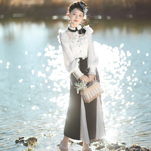 原创设计未名诗改良汉元素汉服女上衣鱼尾裙连衣裙套装中国风外套