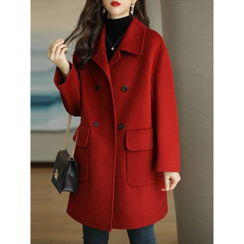 毛呢外套女秋冬新款加厚韩版修身显瘦中长款网红直播外搭大衣