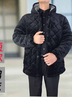 新款男士短款棉衣冬季加厚加绒保暖罩衣工作防寒棉袄带帽外套棉服