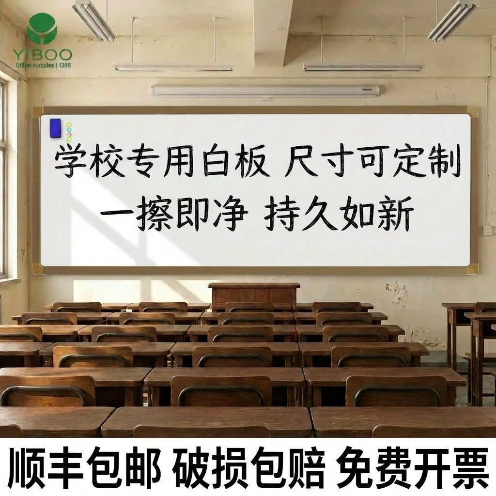 易博教学专用大白板挂式单面写字板挂墙式办公会议磁性教学培训专用书写板移动支架辅导班教室黑板尺寸可定制