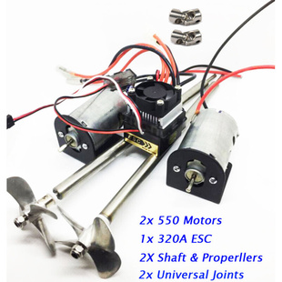320A有刷风冷双向电调 打窝船550电机双动力套装 16V 7.2